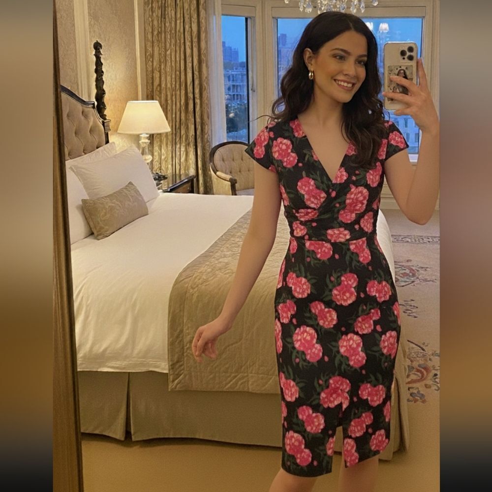 Lindy bop Midi Pink floral dress 6